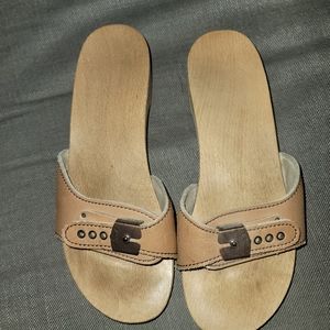Vintage Dr Scholl's wooden clogs
